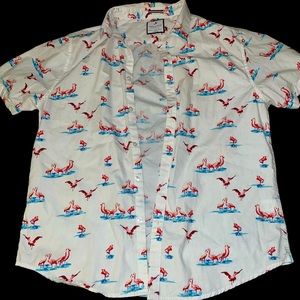 Denim & Flower White Flamingo Medium Button Up